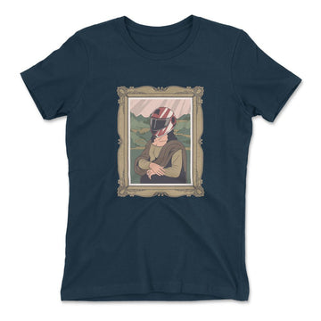 Monalisa Helmet Womens T-Shirt in Midnight Navy color
